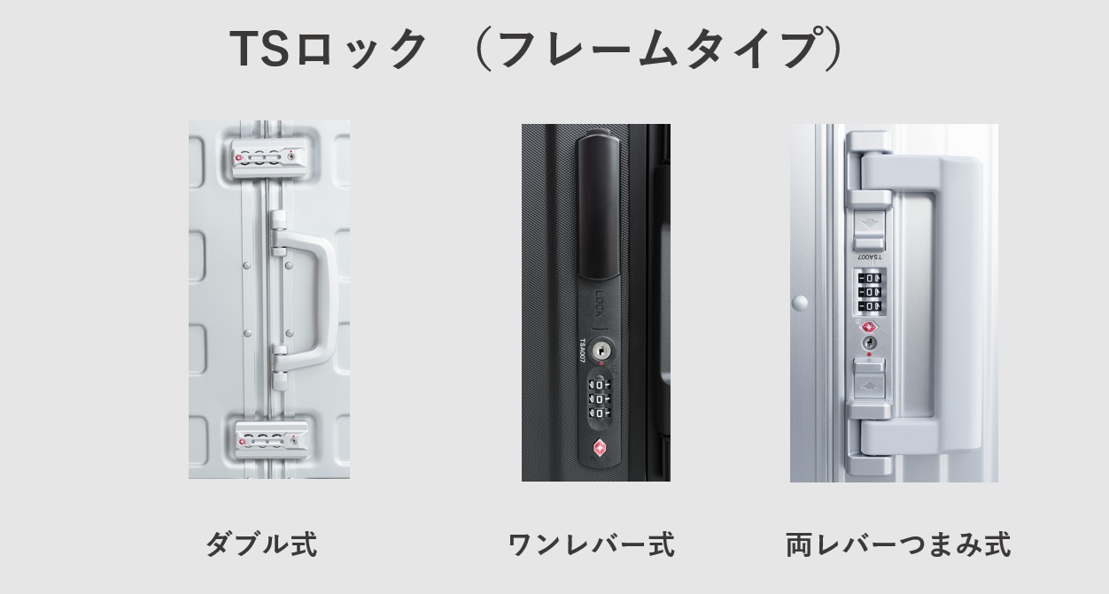 スーツケースのTSロック フレームタイプの種類