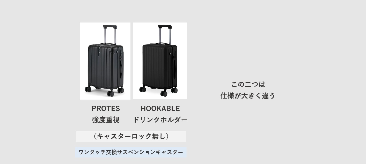 MAIMOのスーツケースの種類  PROTES HOOKABLE