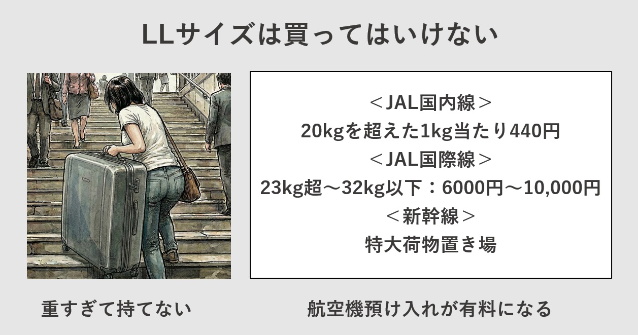 LLサイズのスーツケースは買ってはいけない