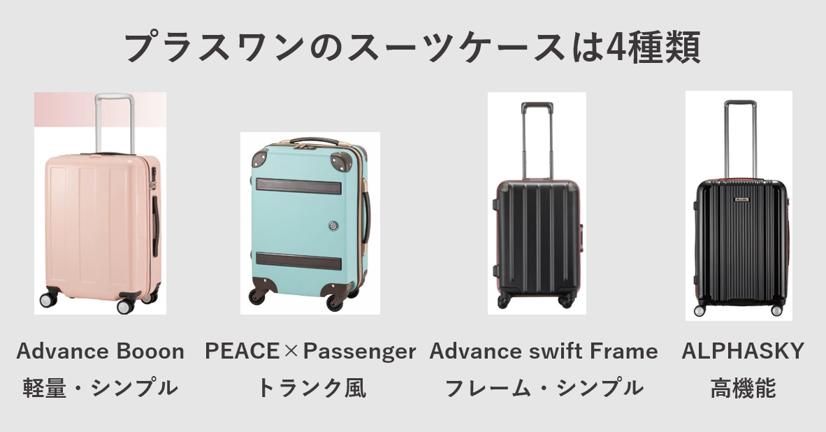 プラスワンのスーツケースの種類