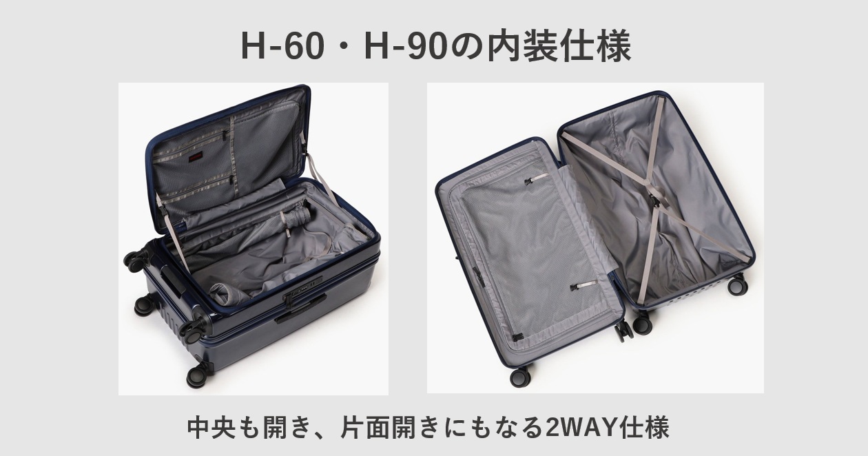 BRIEFINGのスーツケース ジッパータイプ H-60・H-90の内装