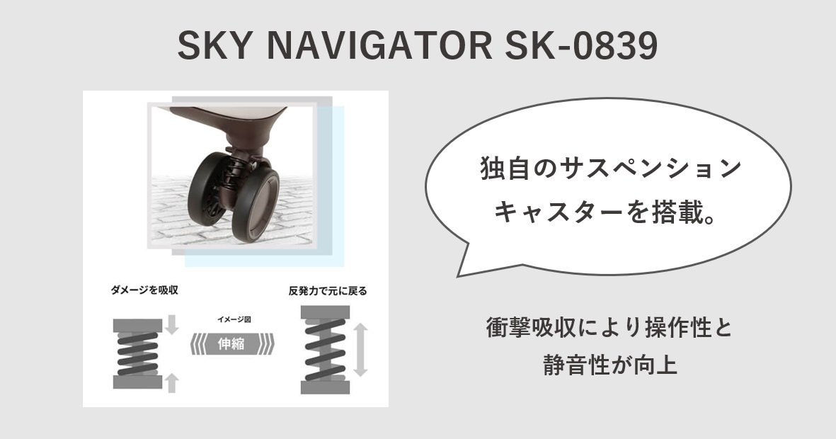 ロジェールジャパンのスカイナビゲーター SK-0839 サスペンションキャスターについて