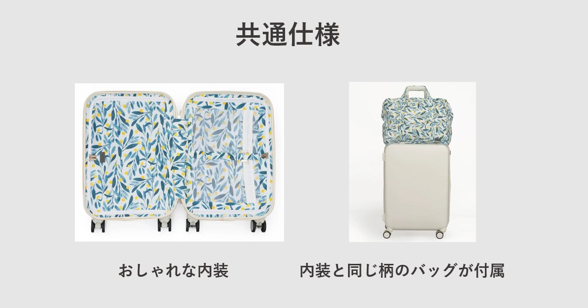 Awwのスーツケース 共通仕様 おしゃれな内装 付属のバッグ