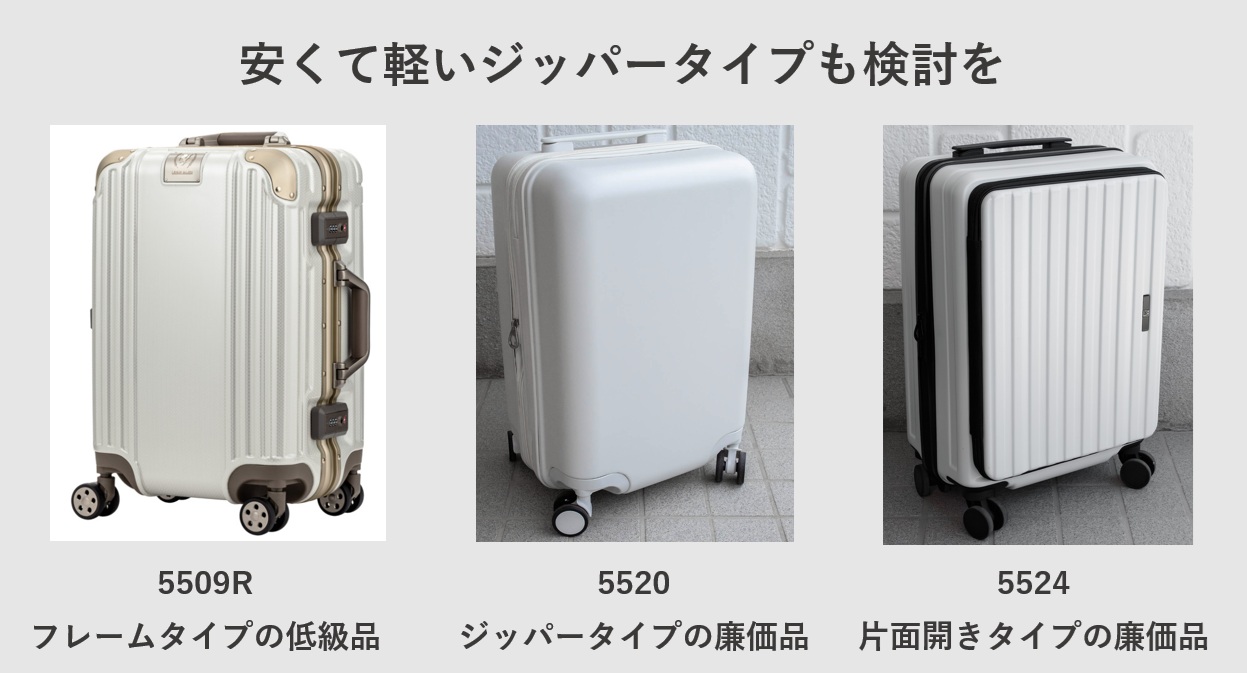 レジェンドウォーカー5509Rを購入検討しているなら、安くて軽いジッパータイプも検討を