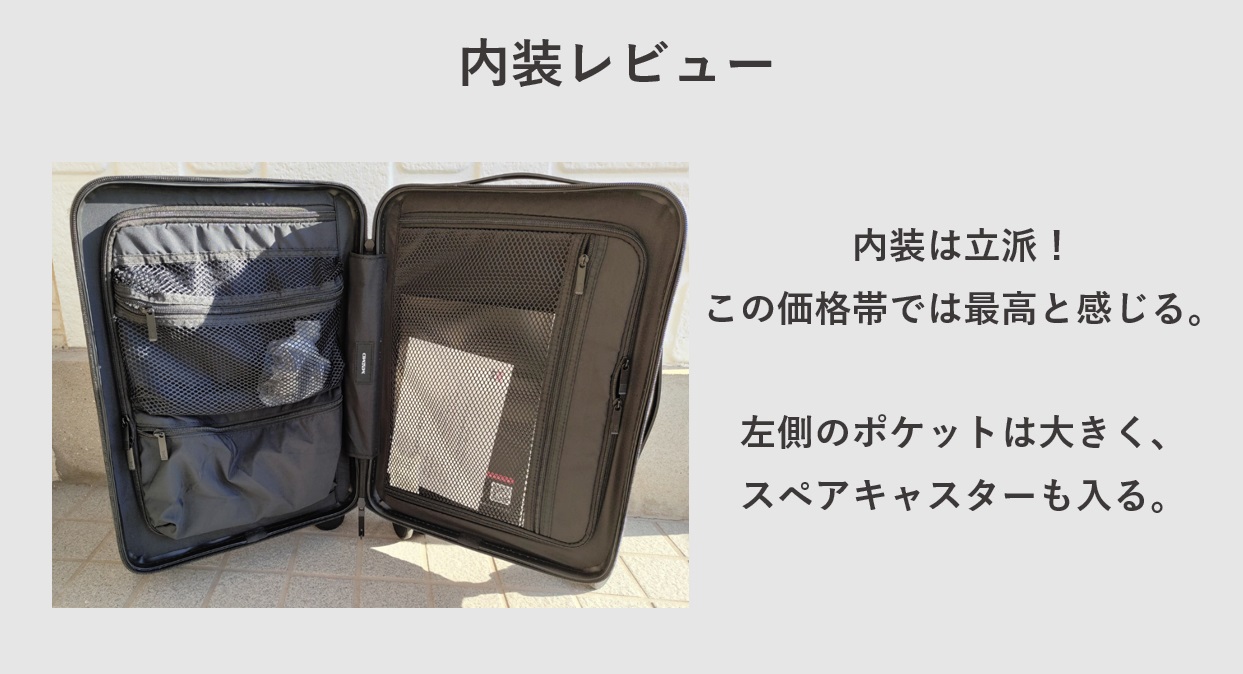 スーツケース MAIMO COLOR YOU plus 内装レビュー