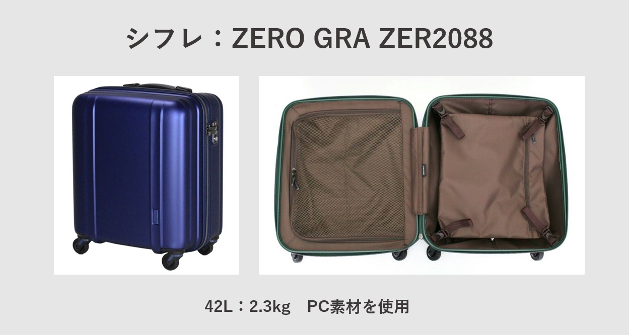 超軽量スーツケース シフレ：ZERO GRA ZER2088