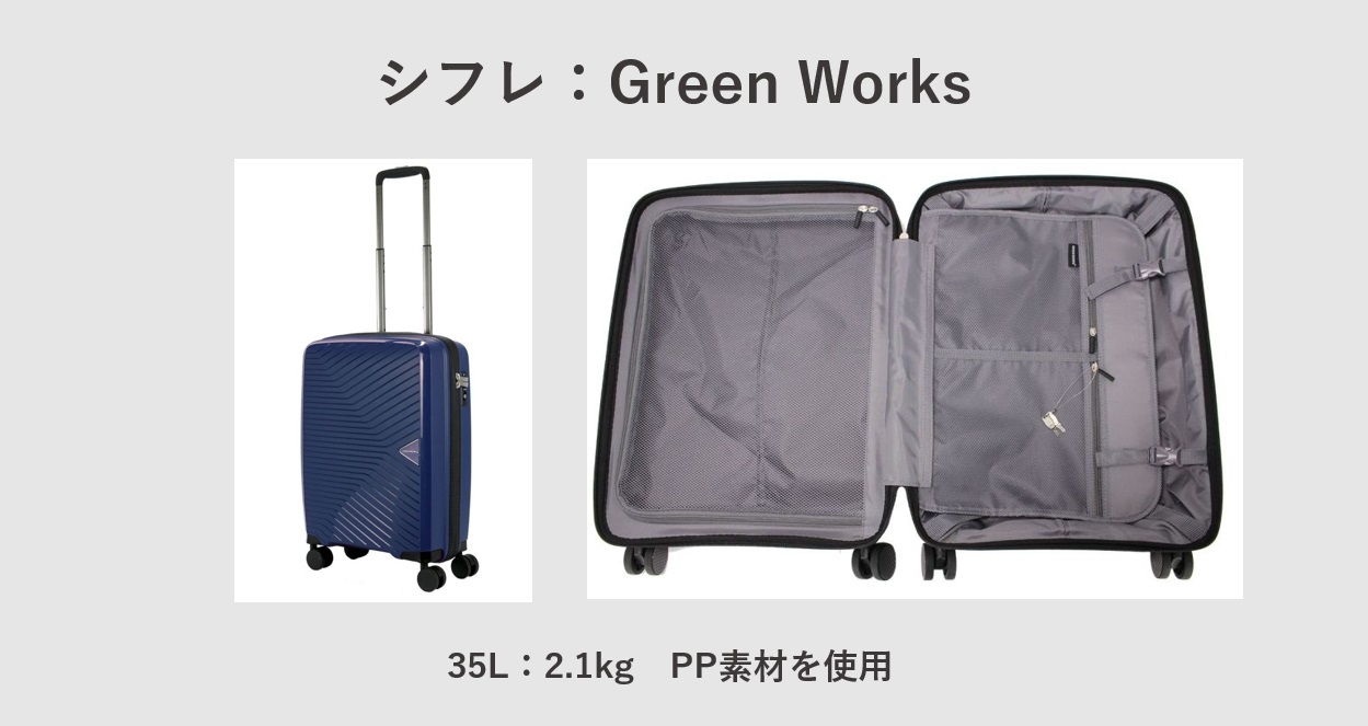 超軽量スーツケース シフレ：Green Works