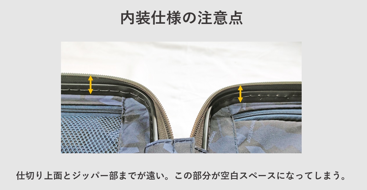 スーツケース イノベーター INV50 内装仕様の注意点