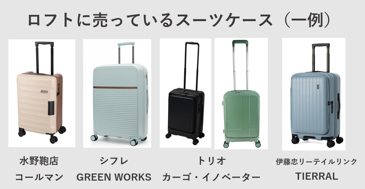 ロフトに売っているスーツケースの種類