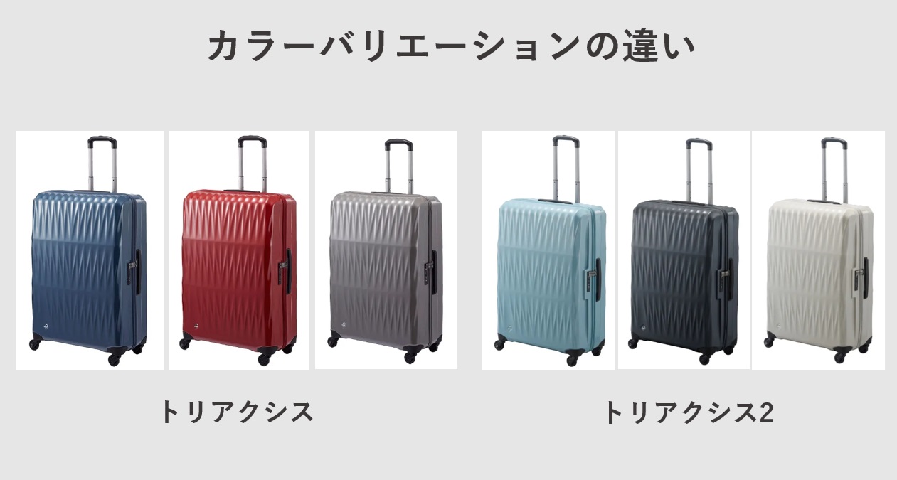 スーツケース プロテカ トリアクシス2 カラーバリエーションの違い