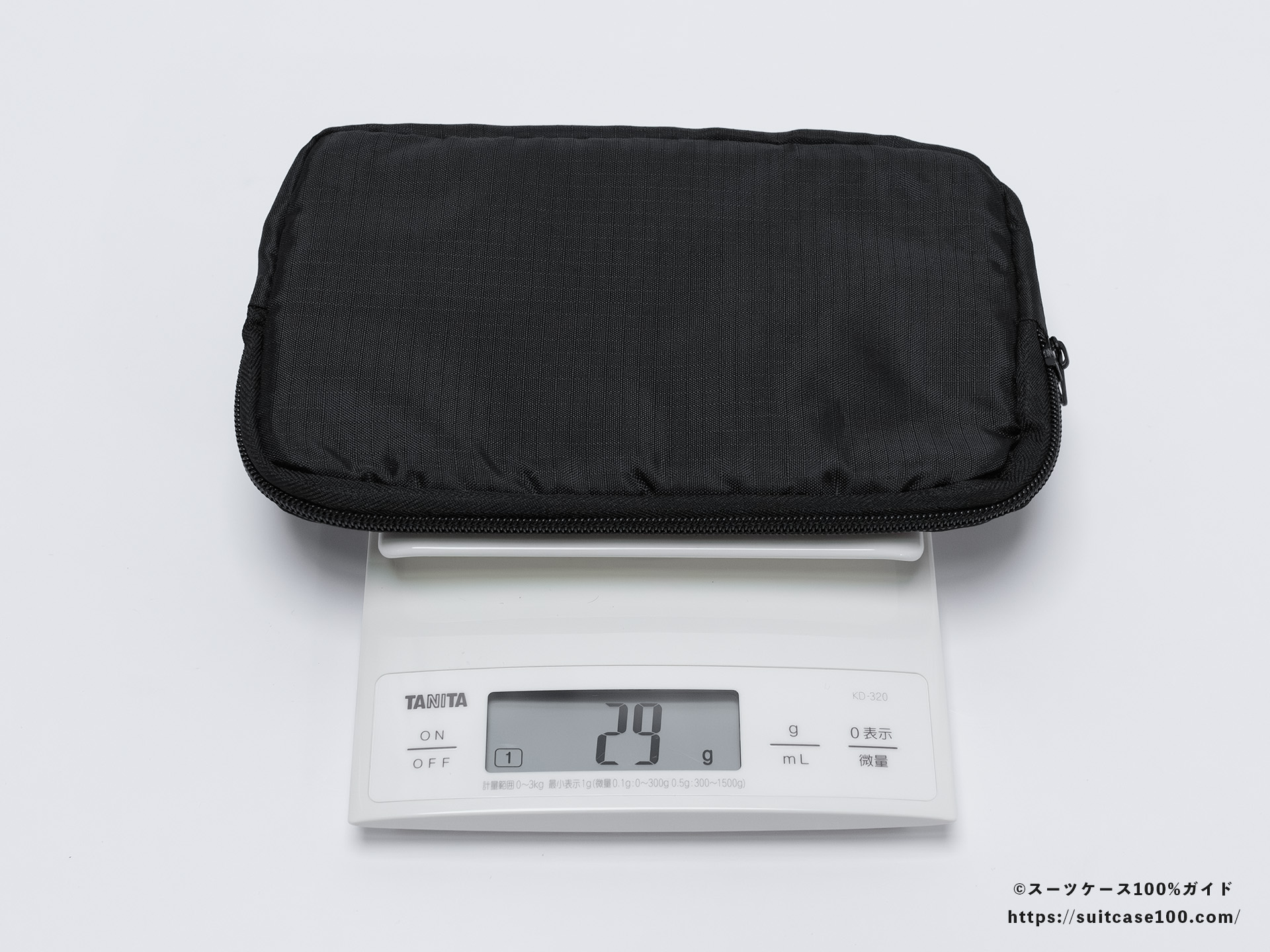 3COINS(スリーコインズ) 溝ポーチ レビュー 重量測定結果