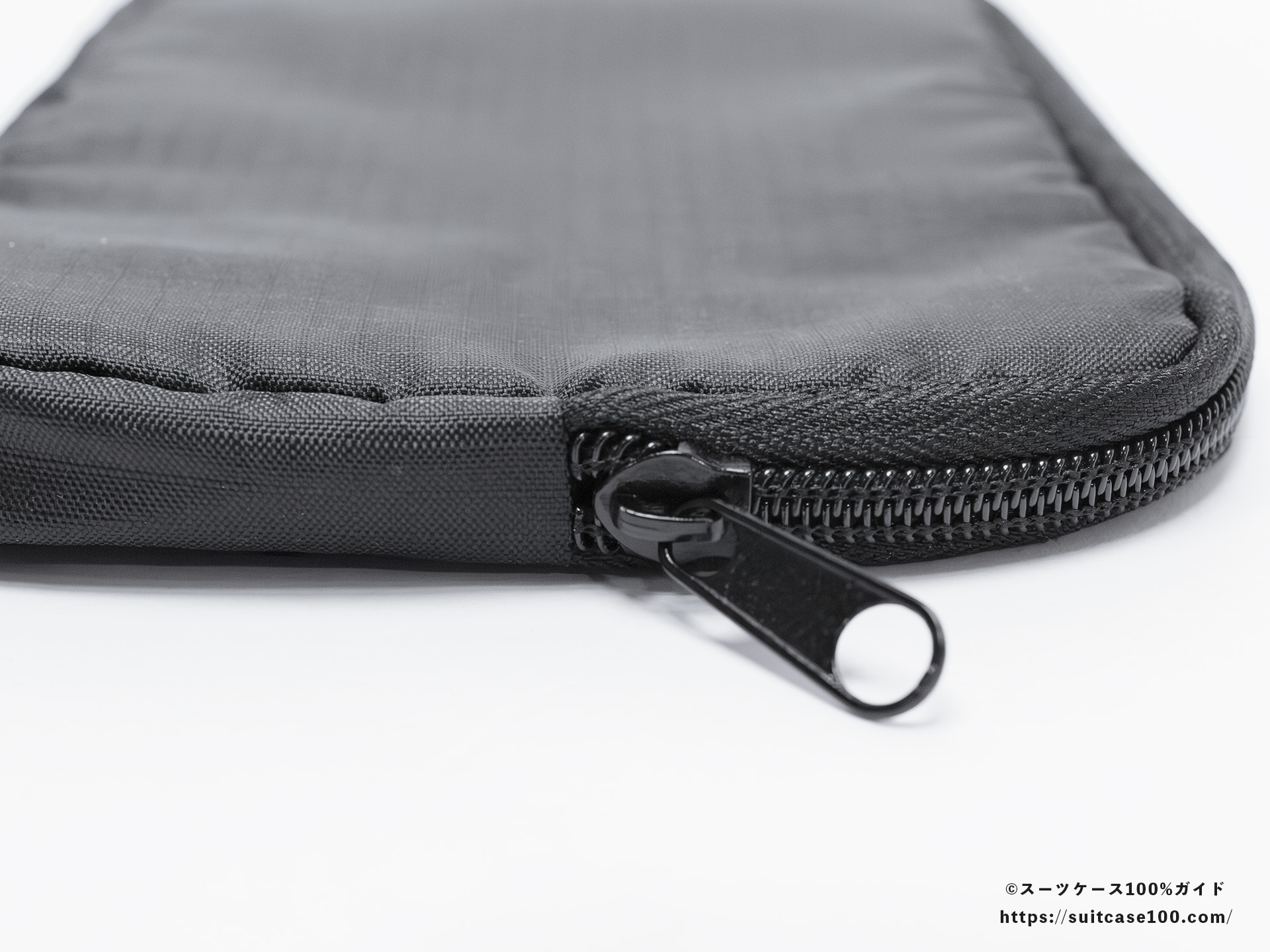 3COINS(スリーコインズ) 溝ポーチ 外観レビュー ファスナー部拡大