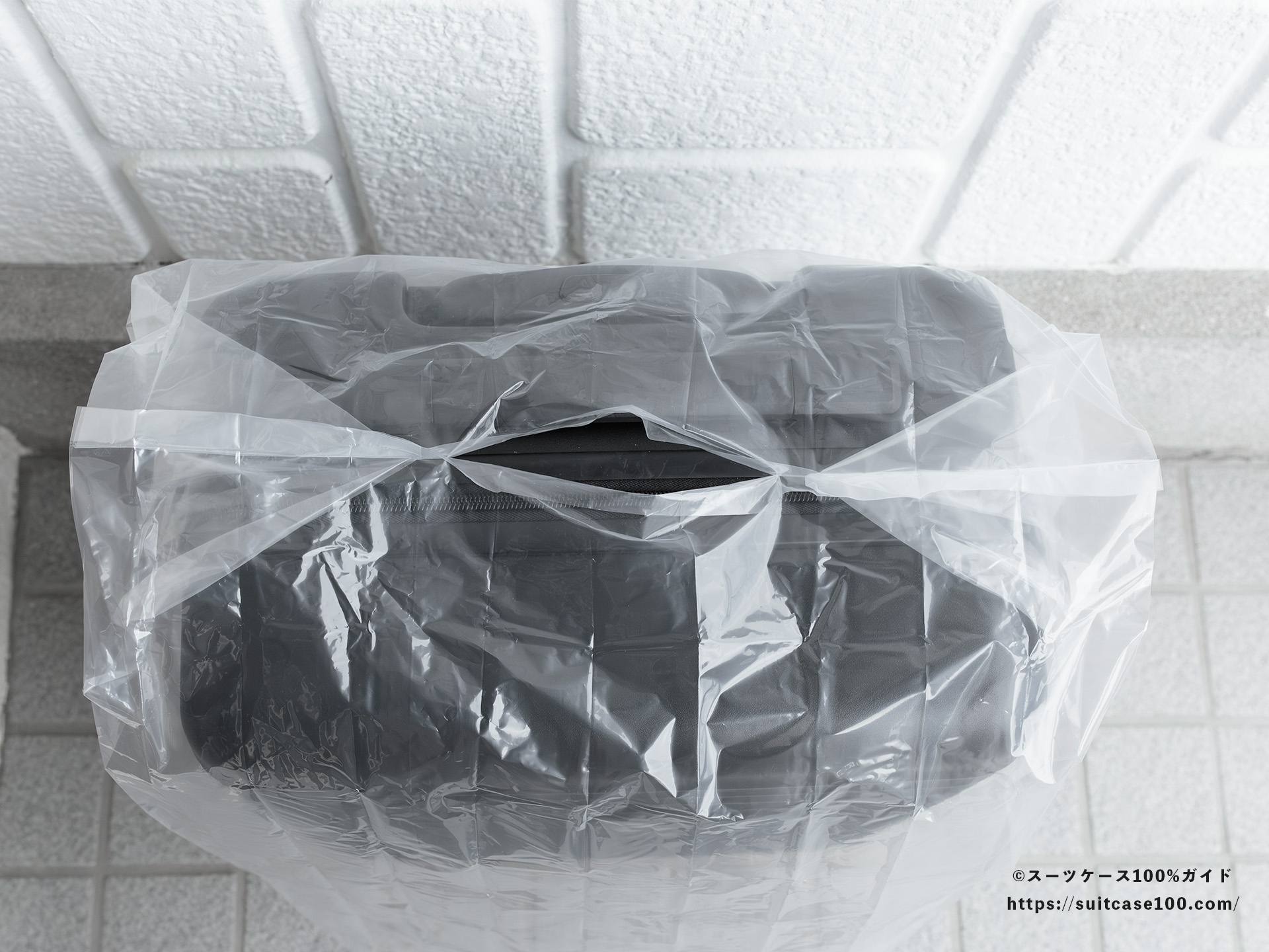 ダイソー レインバッグカバー(キャリーバッグ用) レビュー キャリーハンドルを通す穴