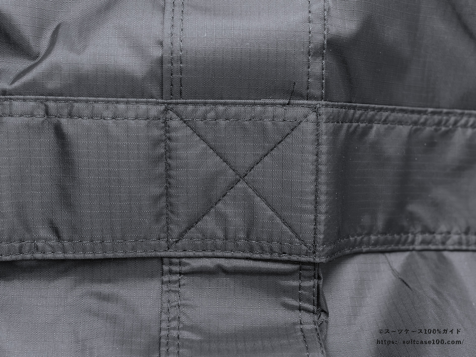 LAKOLE キャリーオンボストンバッグ 外観レビュー 固定バンド固定部の縫製