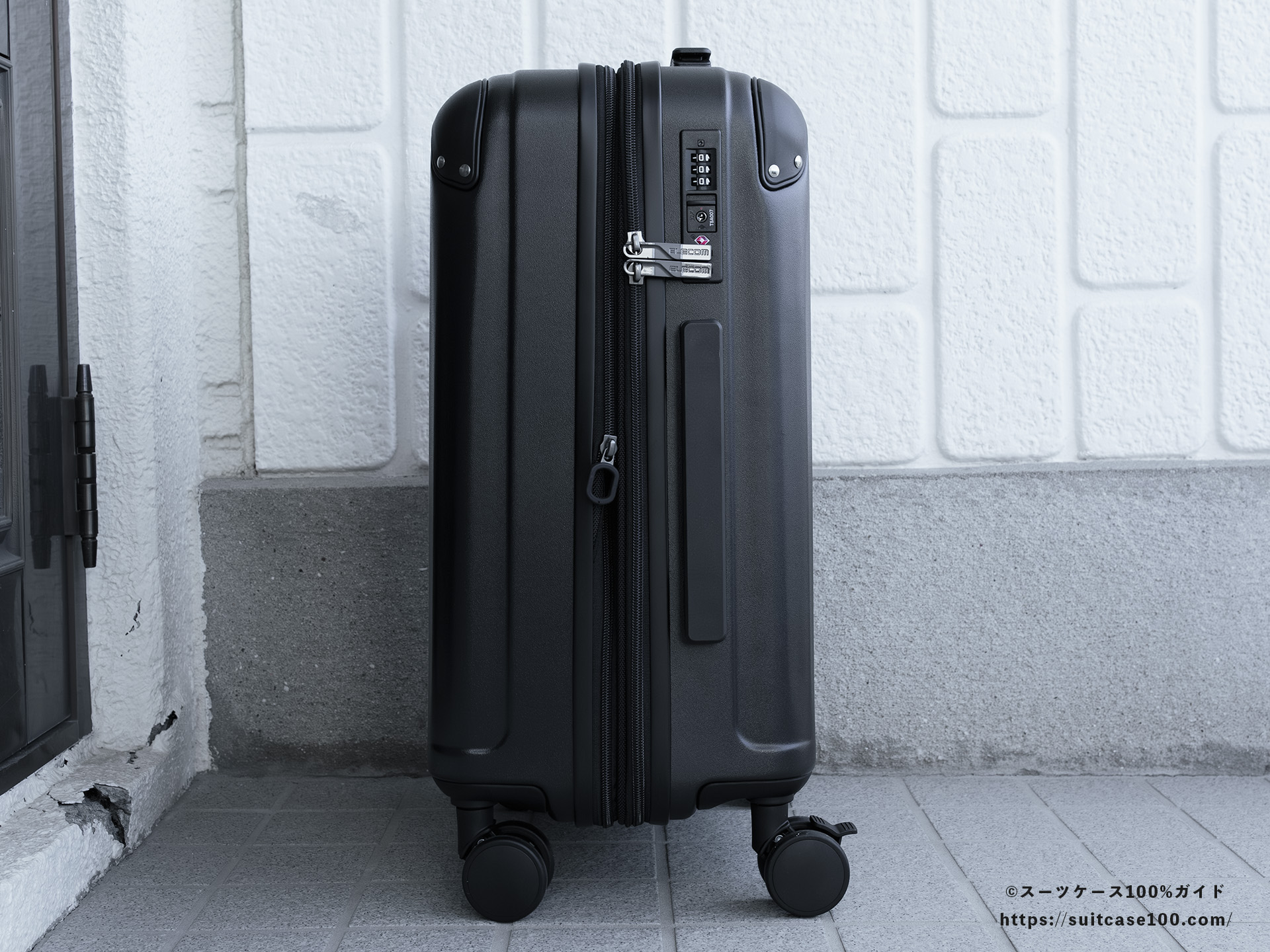 エレコム スーツケース BM-XSC01 外観レビュー 側面サイドハンドル側