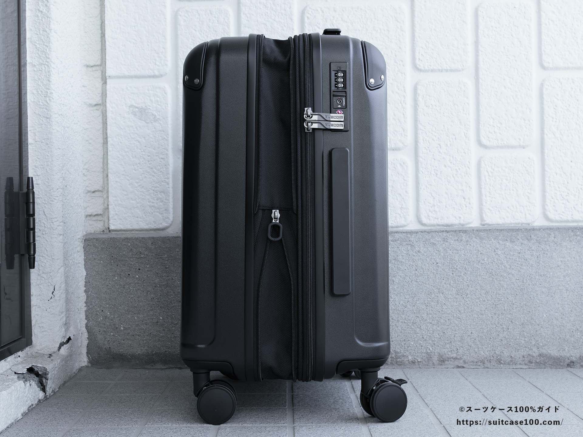 エレコム スーツケース BM-XSC01 容量拡張機能レビュー 拡張状態の本体全体