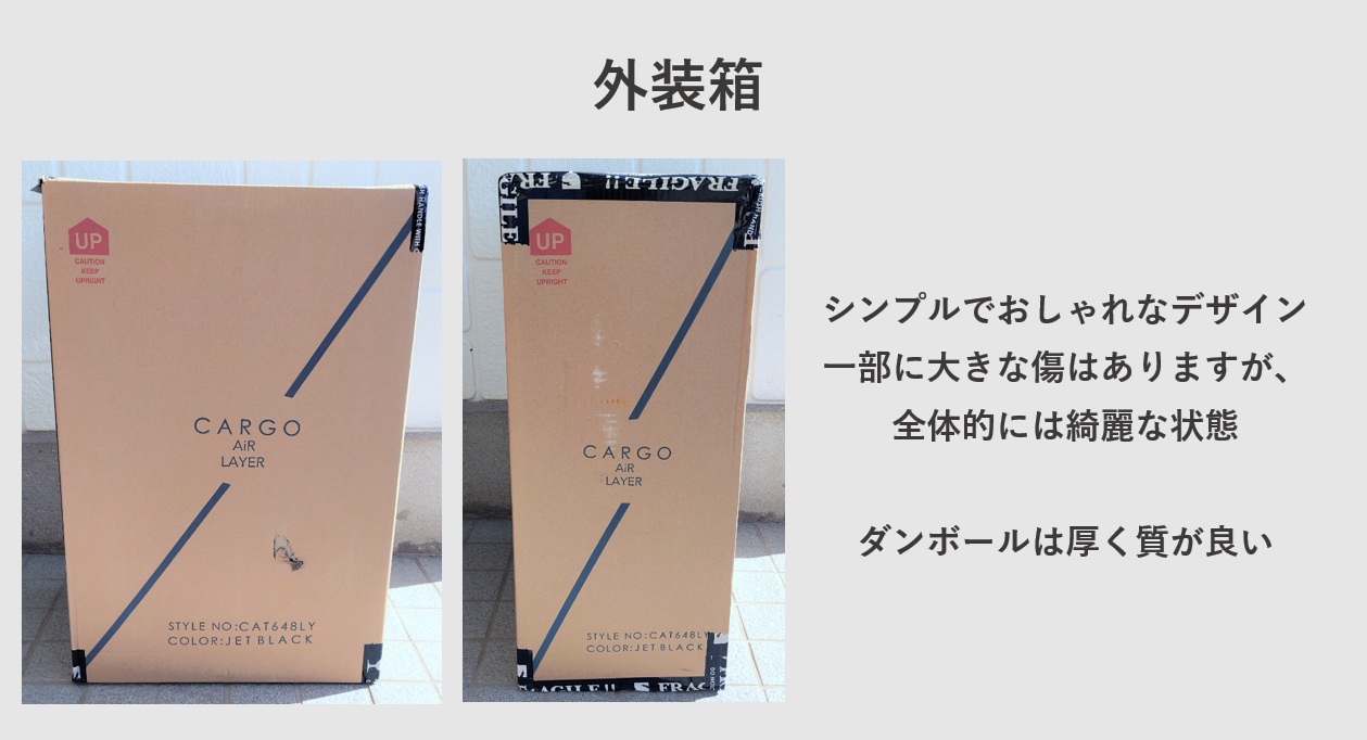 CARGO AiR LAYER CAT648LY 外装箱レビュー