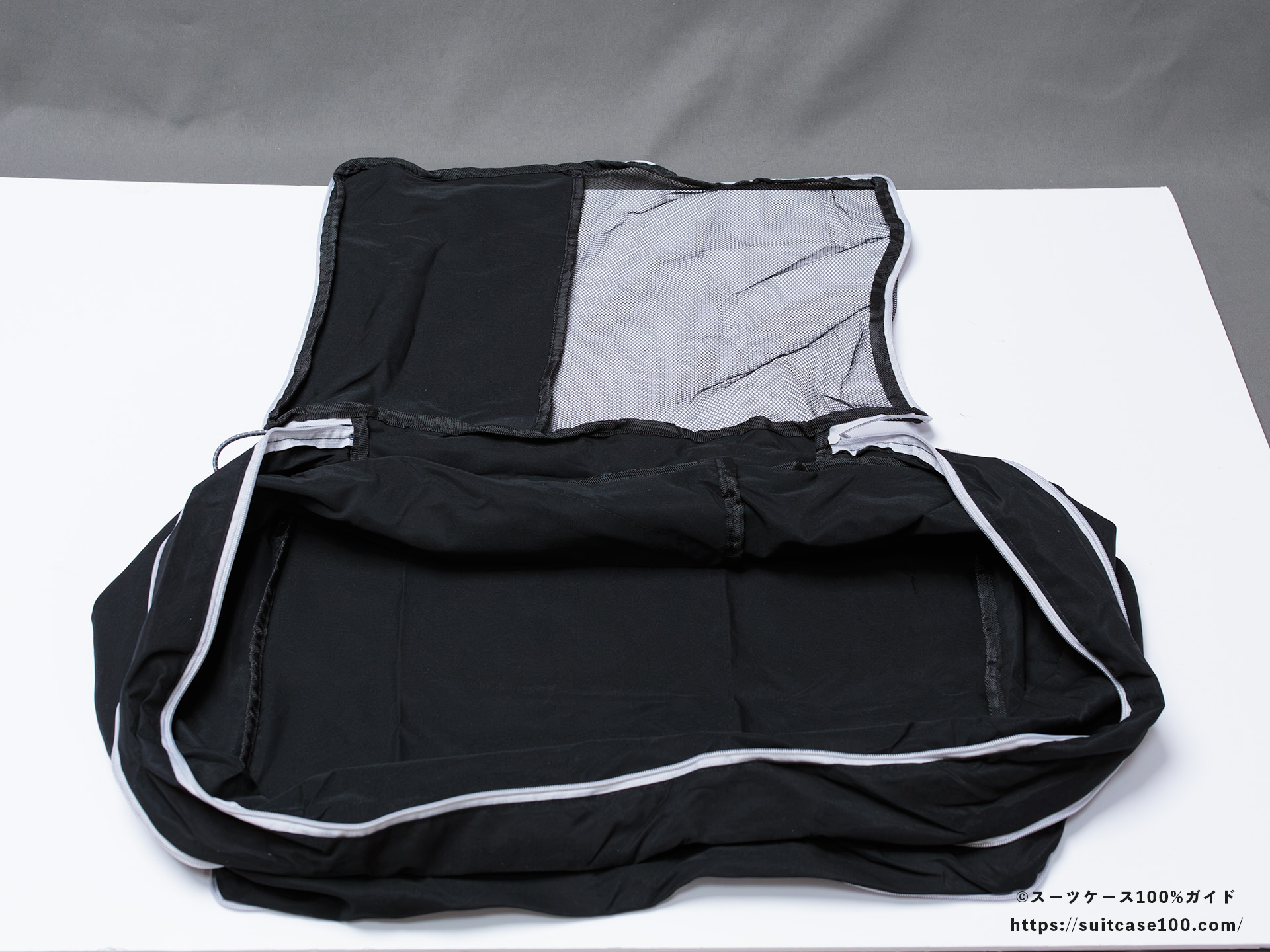 ダイソー トラベル衣類圧縮バッグ 単層収納タイプ FUN TRIPシリーズ レビュー 蓋を開けた全体図